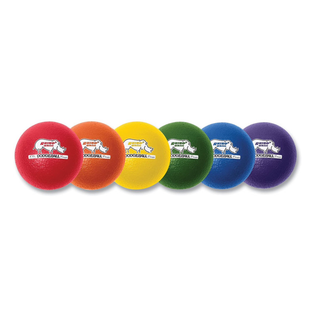 CHAMPION SPORT Sports RXD6SET Rhino Skin Dodge Ball Set, 6" Diameter, Assorted Colors, 6/Set