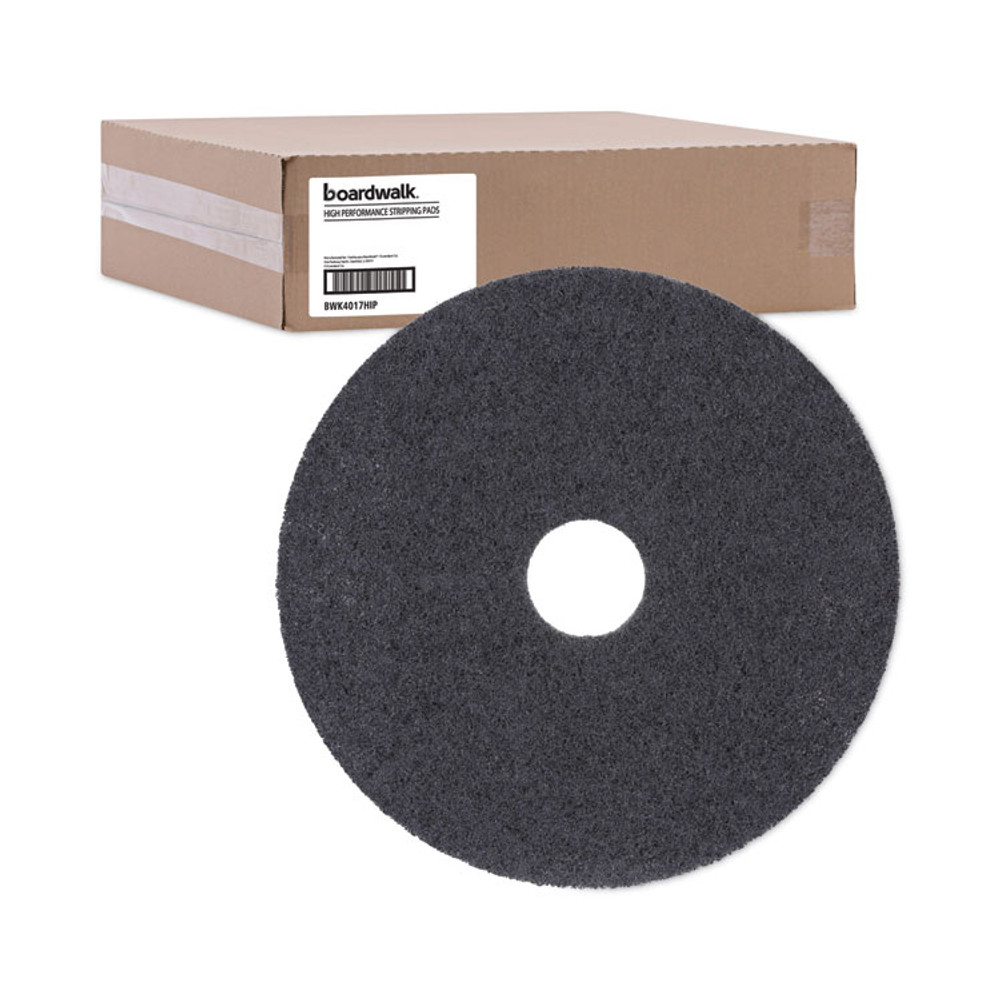 BOARDWALK 4017HIP High Performance Stripping Floor Pads, 17" Diameter, Black, 5/Carton