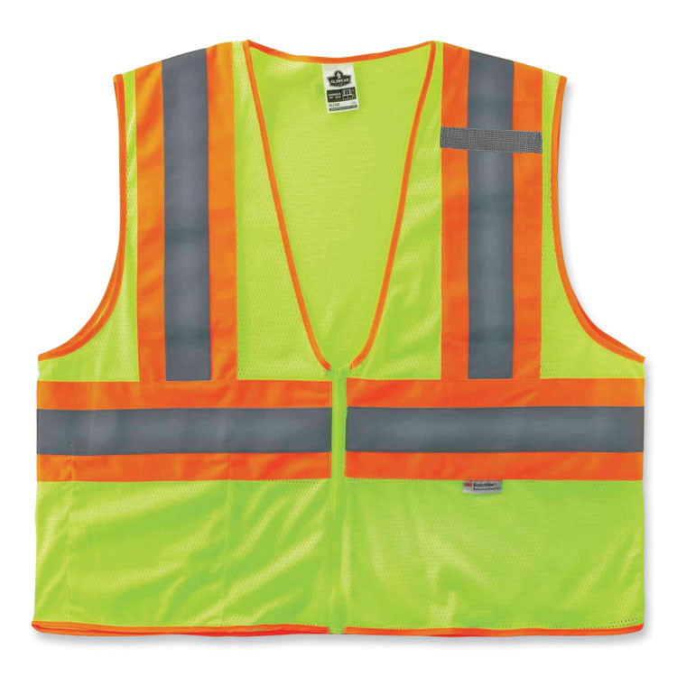 TENACIOUS HOLDINGS, INC. ergodyne® 21325 GloWear 8230Z Class 2 Two-Tone Mesh Zipper Vest, Polyester, Large/X-Large, Lime