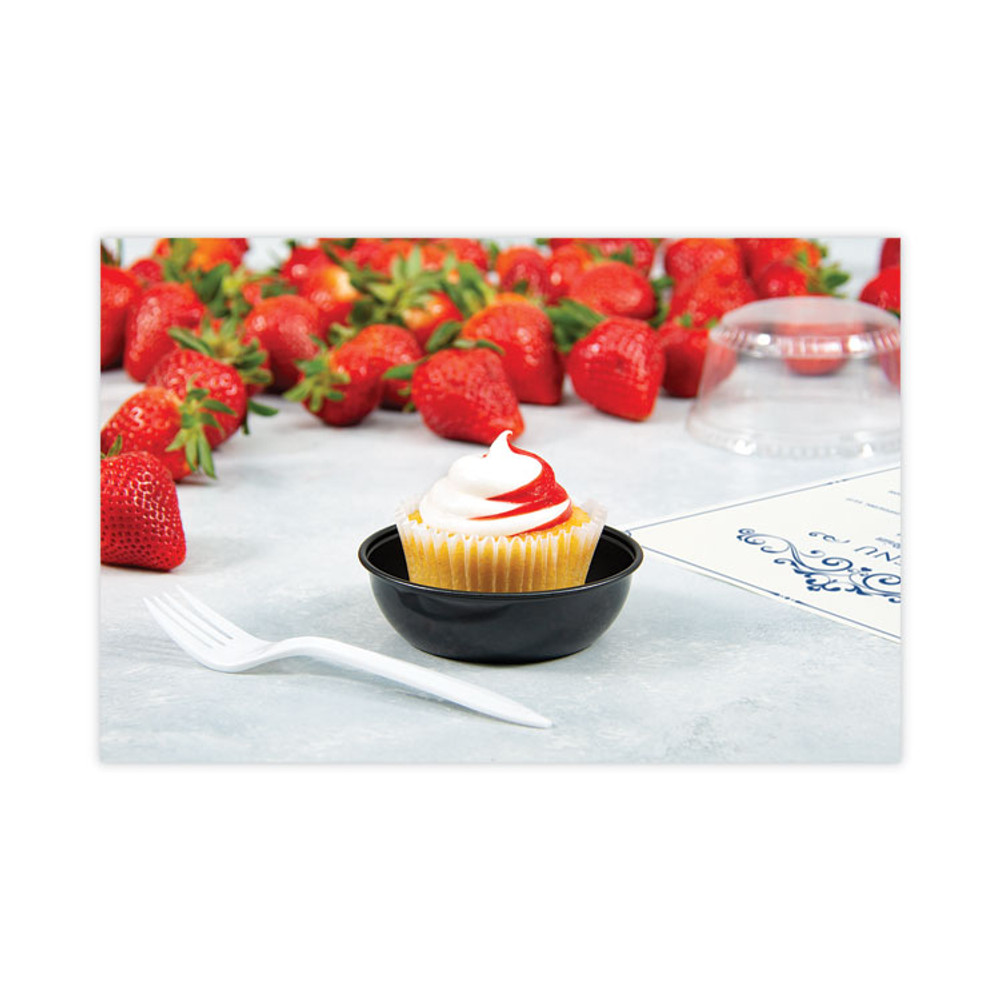 DART SOLO® DSS50001 Polystyrene Portion Cups, 5.5 oz, Plastic, Black, 250/Bag, 10 Bags/Carton