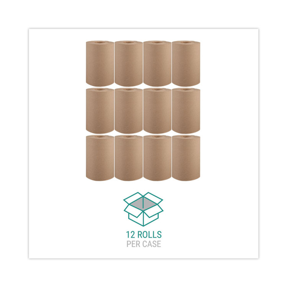WINDSOFT 108 Hardwound Roll Towels, 1-Ply, 8" x 350 ft, Natural, 12 Rolls/Carton