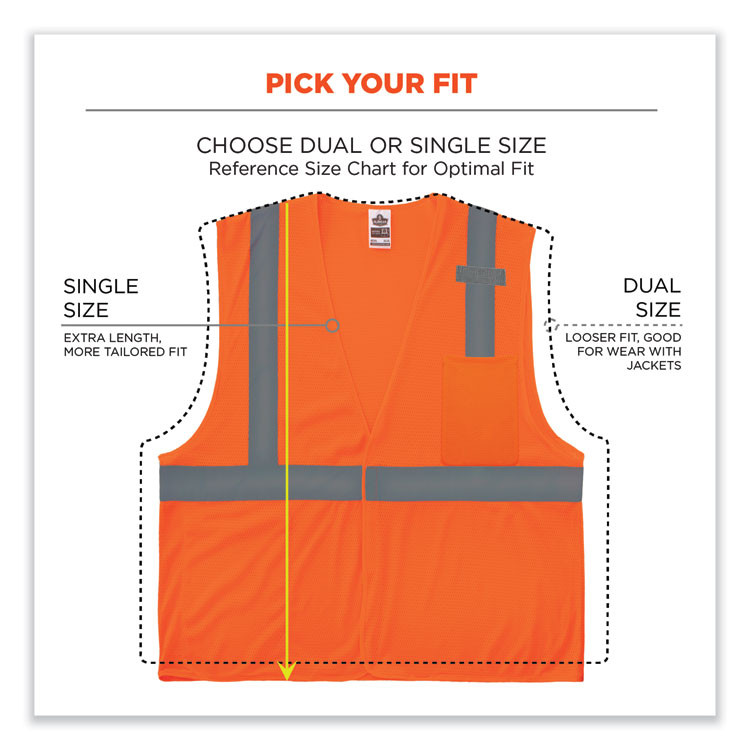 TENACIOUS HOLDINGS, INC. ergodyne® 24538 GloWear 8210HL-S Single Size Class 2 Economy Mesh Vest, Polyester, 4X-Large, Orange