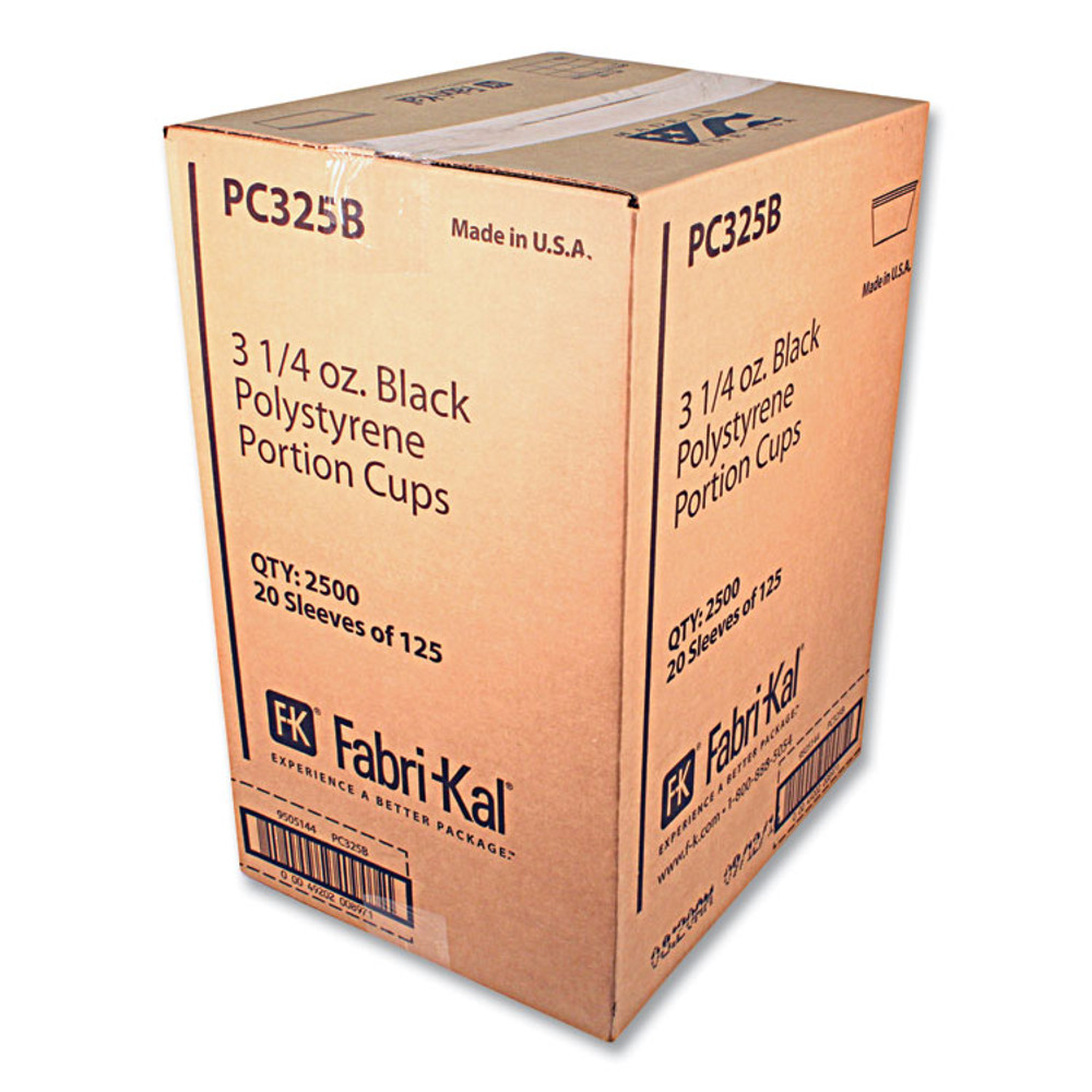 FABRI-KAL PC325-B Portion Cups, 3.25 oz, Black, 125/Sleeve, 20 Sleeves/Carton