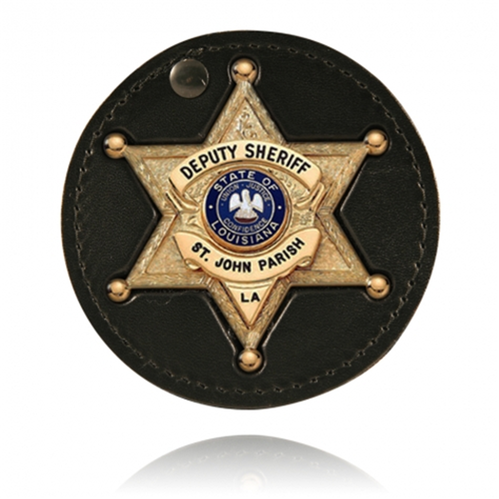 Boston Leather 600-5033 3.75 Circle Recessed Badge Holder with Clip