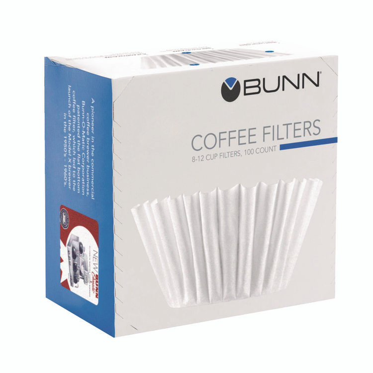 BUNN-O-MATIC BCF100BCT Coffee Filters, 8 to 12 Cup Size, Flat Bottom, 100/Pack, 12 Packs/Carton