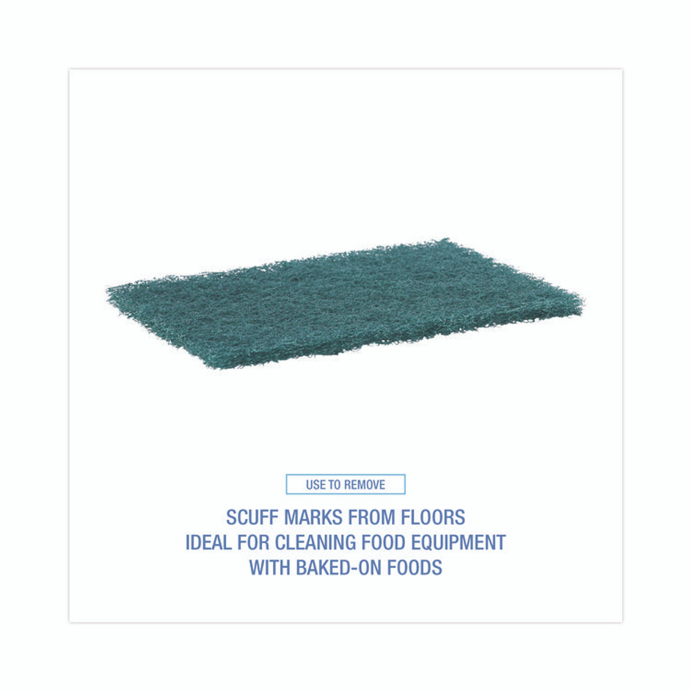 BOARDWALK 186 Heavy-Duty Scouring Pad, 6 x 9, Green, 15/Carton