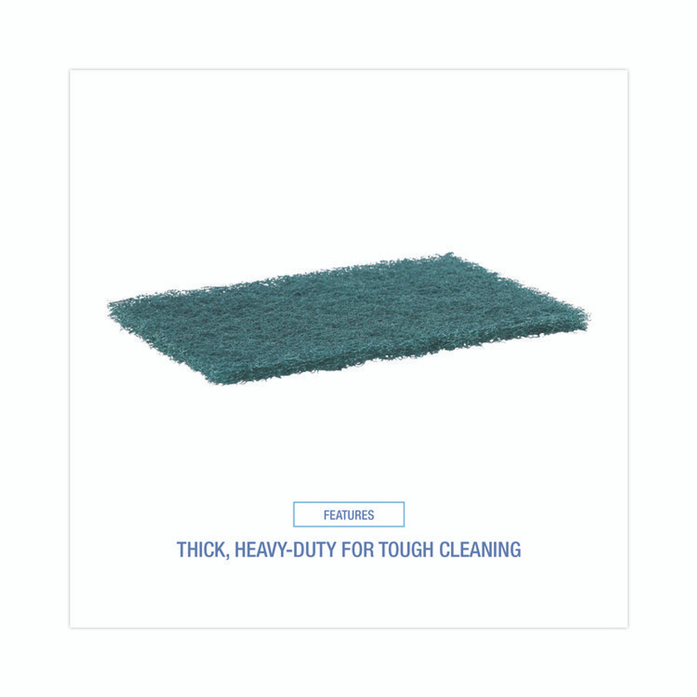 BOARDWALK 186 Heavy-Duty Scouring Pad, 6 x 9, Green, 15/Carton