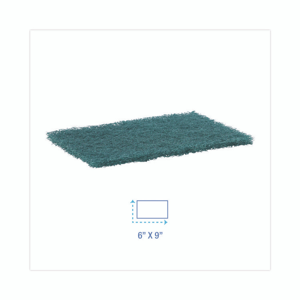 BOARDWALK 186 Heavy-Duty Scouring Pad, 6 x 9, Green, 15/Carton
