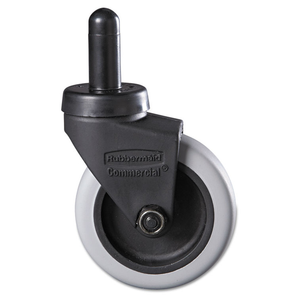 RUBBERMAID COMMERCIAL PROD. FG7570L20000 Replacement Bayonet-Stem Swivel Casters, Grip Ring Stem, 3" Soft Rubber Wheel, Black