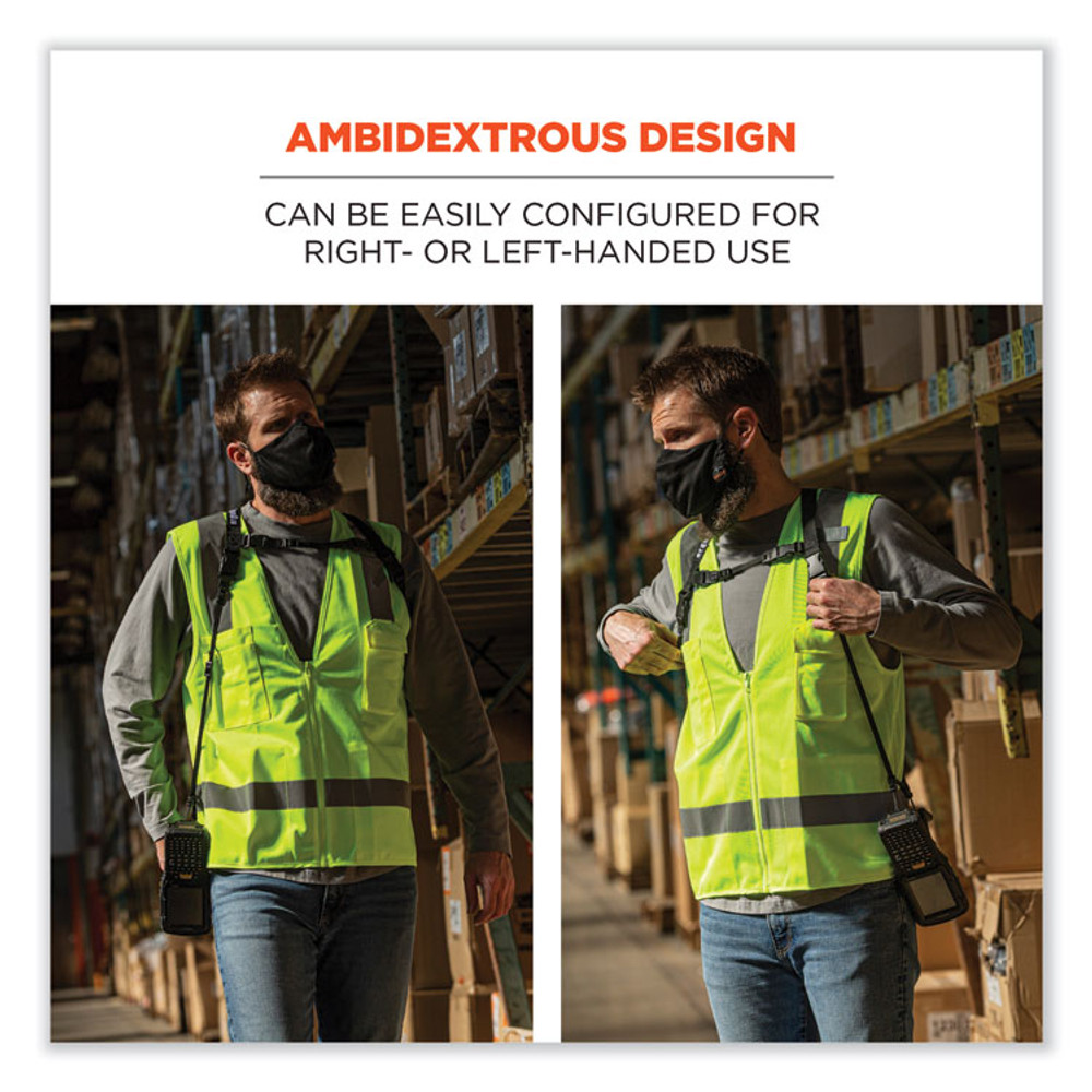 TENACIOUS HOLDINGS, INC. ergodyne® 19134 Squids 3132 Barcode Scanner Lanyard Harness, Large: 20" Arm Strap, 43" Lanyard Strap, Hi-Vis Lime
