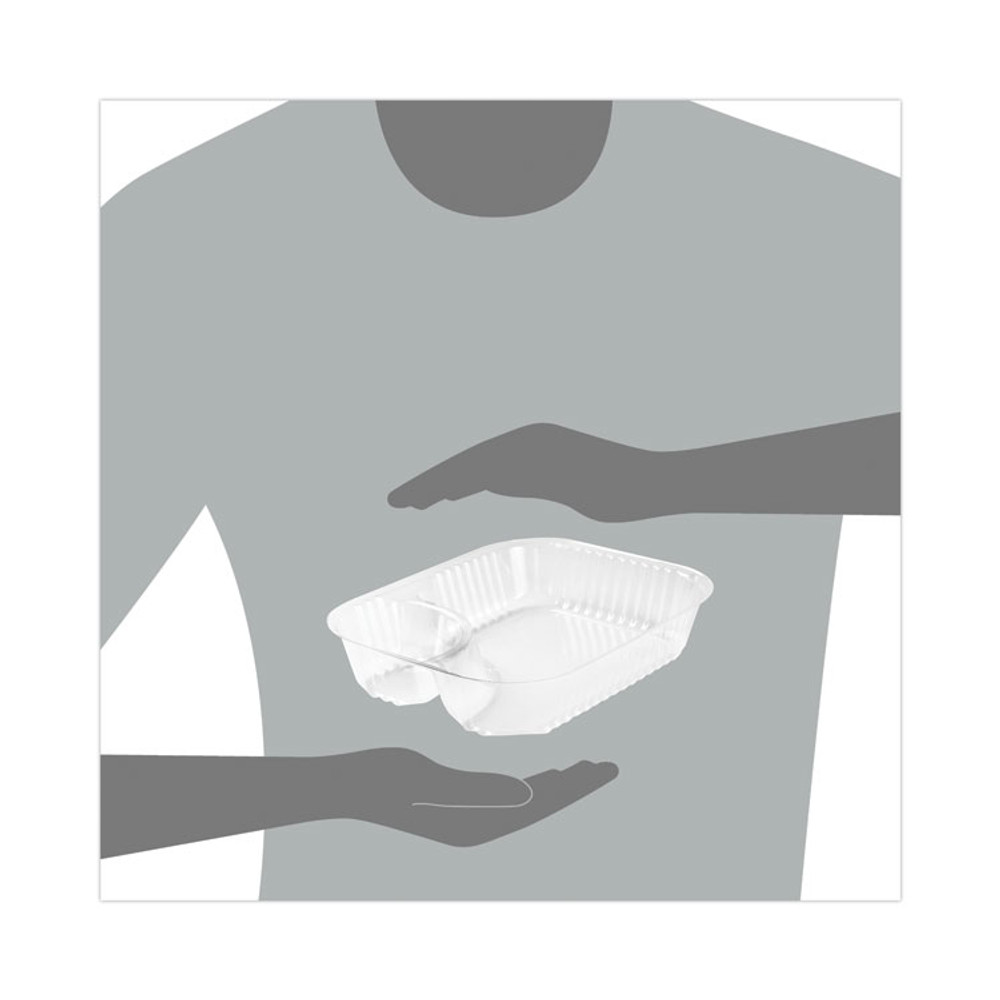 DART C68NT2 ClearPac Large Nacho Tray, 2 Compartments, 3.3 oz, 6.2 x 6.2 x 1.6, Clear, Plastic, 500/Carton