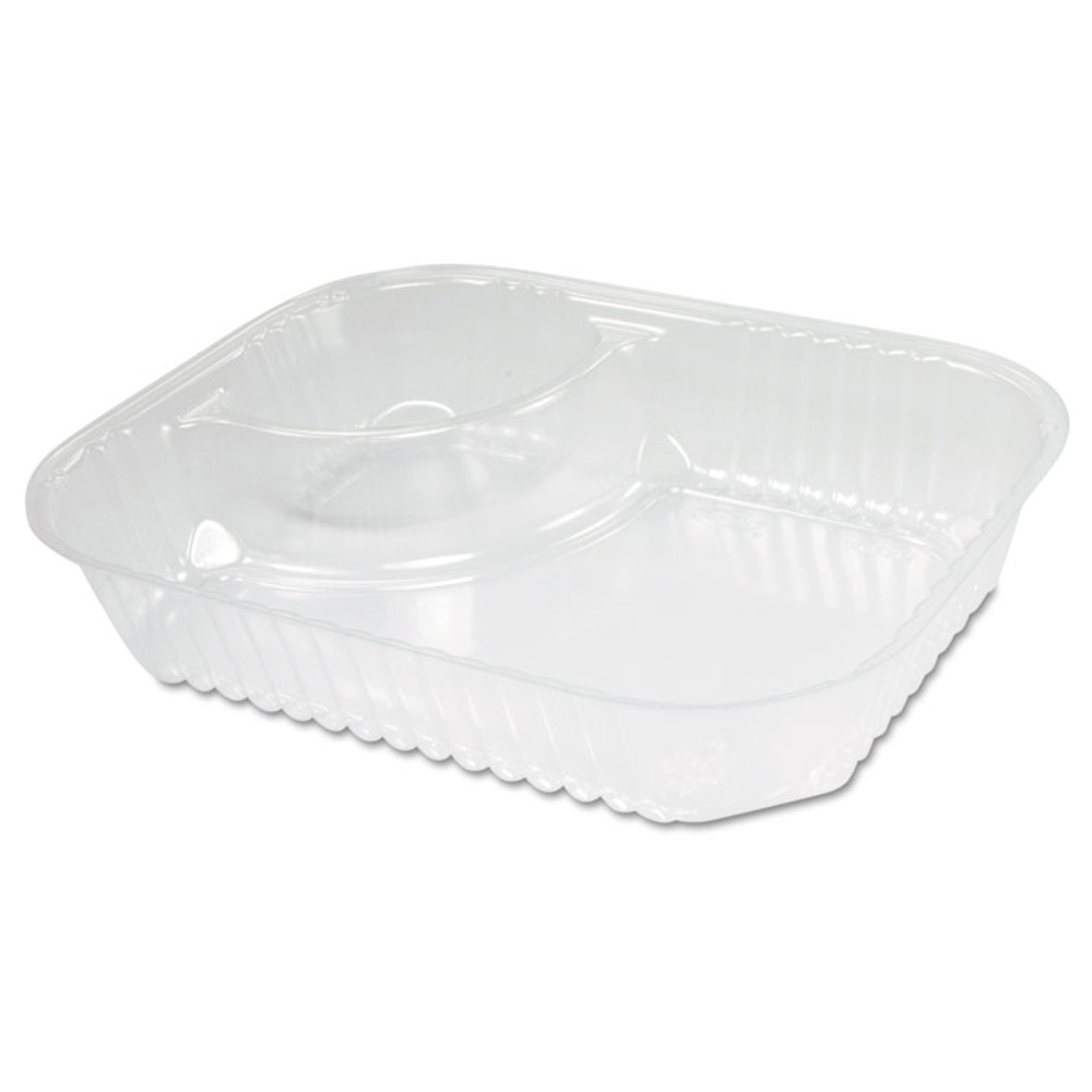 DART C68NT2 ClearPac Large Nacho Tray, 2 Compartments, 3.3 oz, 6.2 x 6.2 x 1.6, Clear, Plastic, 500/Carton