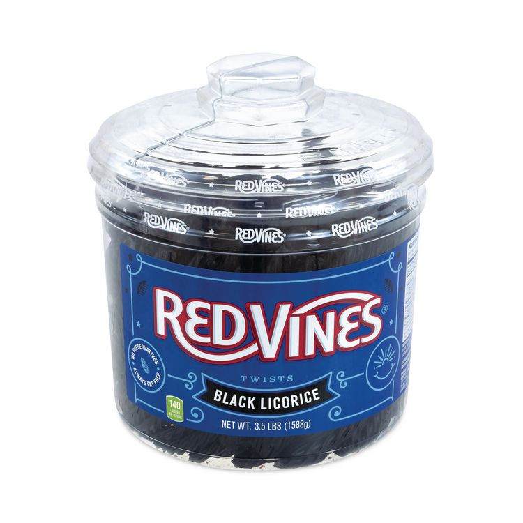 AMERICAN LICORICE COMPANY Red Vines® 20904500 Black Licorice Twists, 3.5 lb Jar