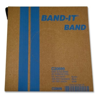 Band-It® Stainless Steel Band, 3/4 in W x 0.030 in Thick x 100 ft L, SS 201