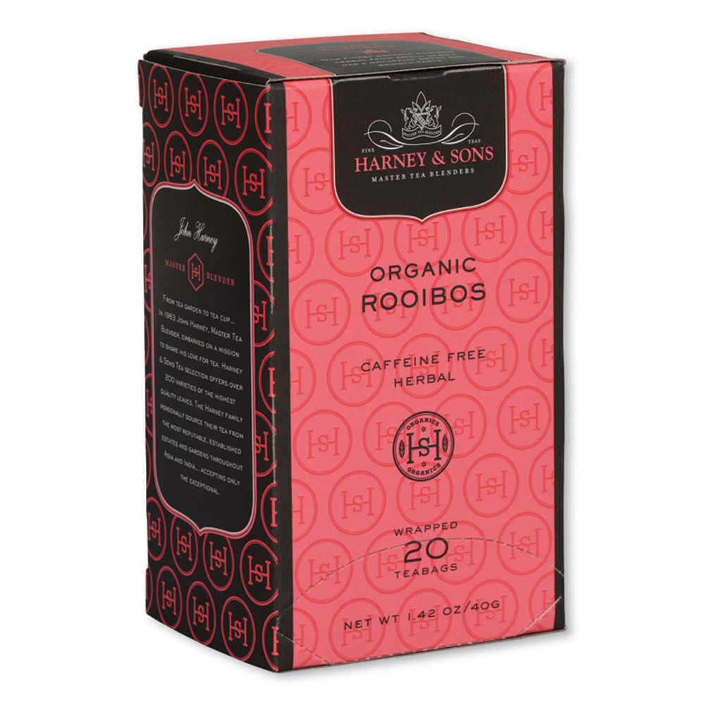 HARNEY & SONS FINE TEAS HSF30081 Premium Tea, Organic Rooibos Herbal Tea, Individually Wrapped Tea Bags, 20/Box