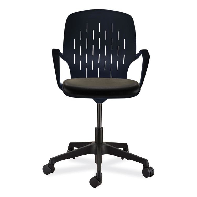 SAFCO PRODUCTS 7013BL Shell Desk Chair, Supports Up to 275 lb, 17" to 20" Seat Height, Black Seat, Black Back, Black Base