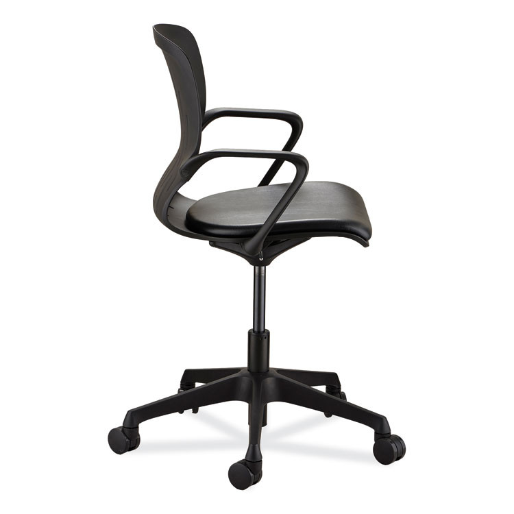 SAFCO PRODUCTS 7013BL Shell Desk Chair, Supports Up to 275 lb, 17" to 20" Seat Height, Black Seat, Black Back, Black Base