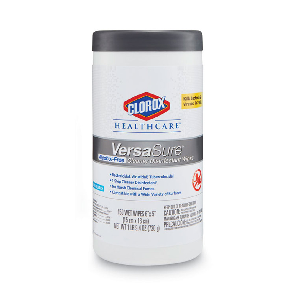 CLOROX SALES CO. Healthcare® 31758 VersaSure Cleaner Disinfectant Wipes, 1-Ply, 6.75 x 8, Fragranced, White, 150/Canister, 6 Canisters/Carton
