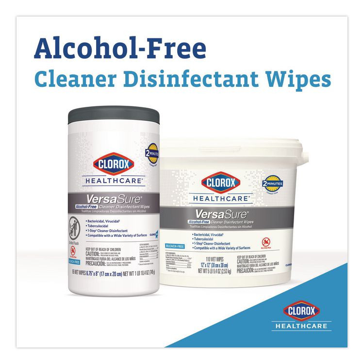CLOROX SALES CO. Healthcare® 31758 VersaSure Cleaner Disinfectant Wipes, 1-Ply, 6 x 5, Fragranced, White, 150/Canister, 6 Canisters/Carton