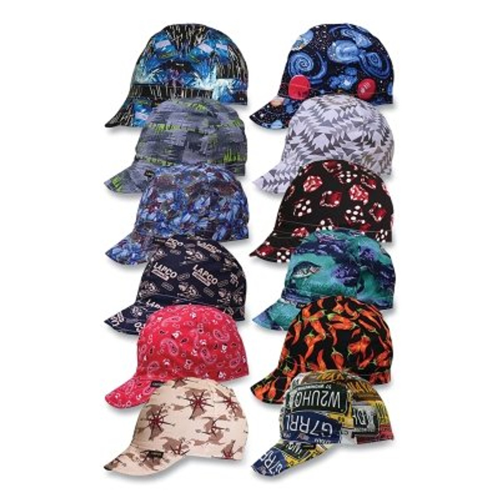 LAPCO C778 High Crown Welding Cap, Size 7-7/8, Assorted Prints, 4-Panel