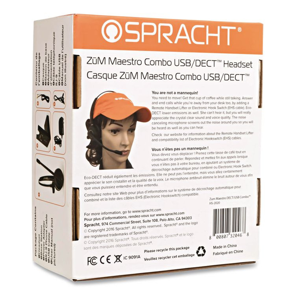 SPRACHT HS2020 ZuM Maestro SPT-HS2020 Monaural Over The Head Headset, Black