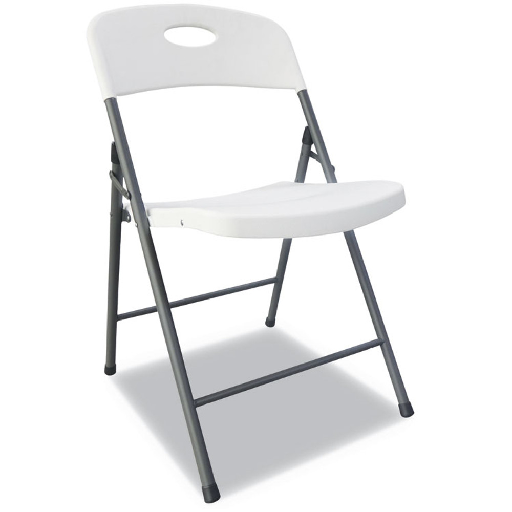 ALERA FR9402 Molded Resin Folding Chair, Supports Up to 225 lb, 18.19" Seat Height, White Seat, White Back, Dark Gray Base, 4/Carton