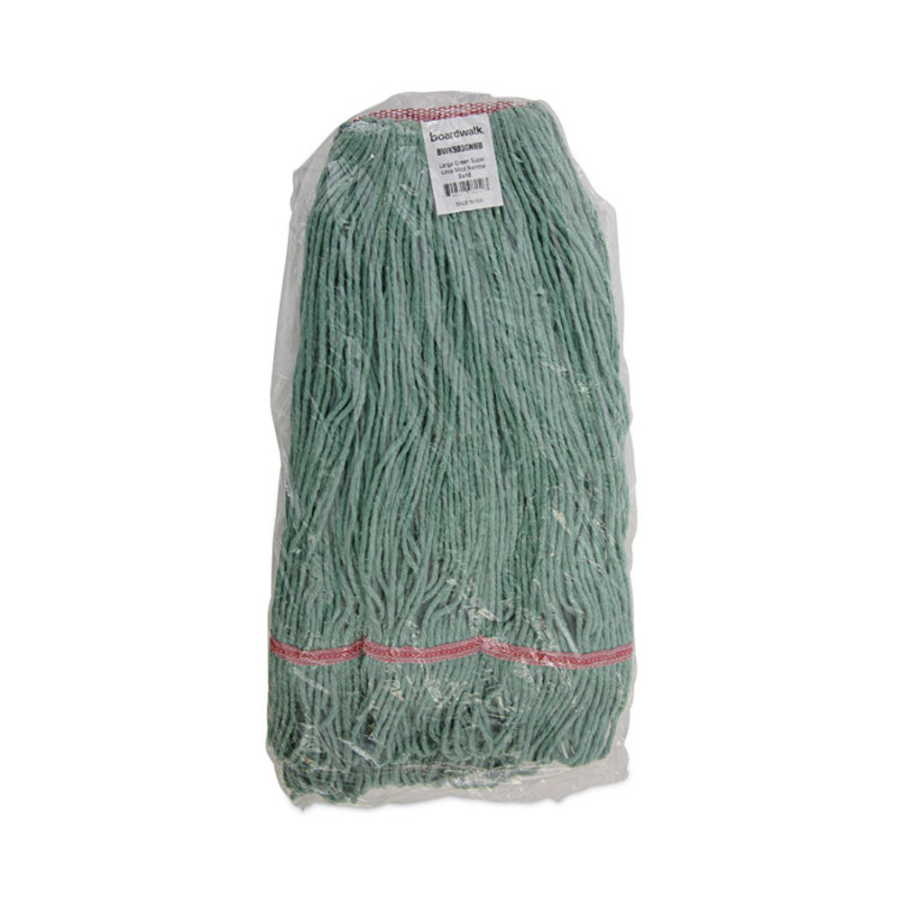 BOARDWALK 503GNNB Narrowband Looped-End Mop Head, Premium Standard Head, Cotton/Rayon Fiber, Large, Green