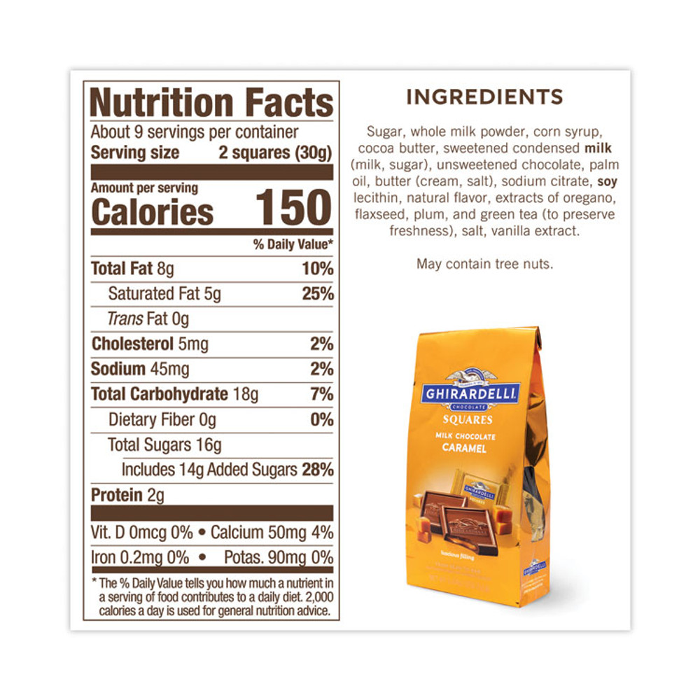 GHIRARDELLI 30001034 Milk Chocolate and Caramel Chocolate Squares, 9.04 oz Bags, 2 Bags/Pack