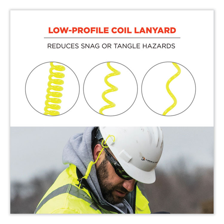 TENACIOUS HOLDINGS, INC. ergodyne® 19157 Squids 3157 Coiled Lanyard with Buckle, 2 lb Max Working Capacity, 12" to 48" Long, Lime