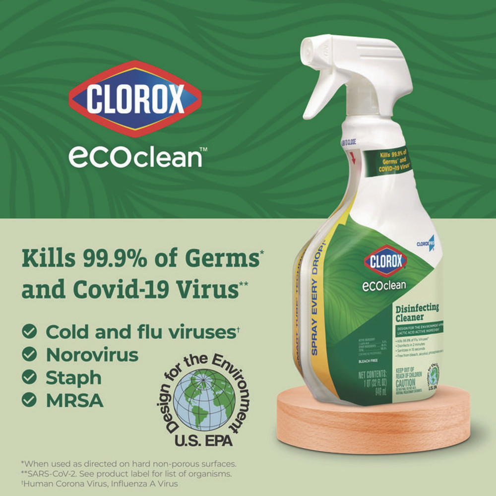 CLOROX SALES CO. 60094CT Clorox Pro EcoClean Disinfecting Cleaner, Unscented, 128 oz Refill Bottle, 4/Carton