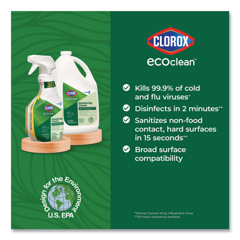 CLOROX SALES CO. 60094CT Clorox Pro EcoClean Disinfecting Cleaner, Unscented, 128 oz Refill Bottle, 4/Carton