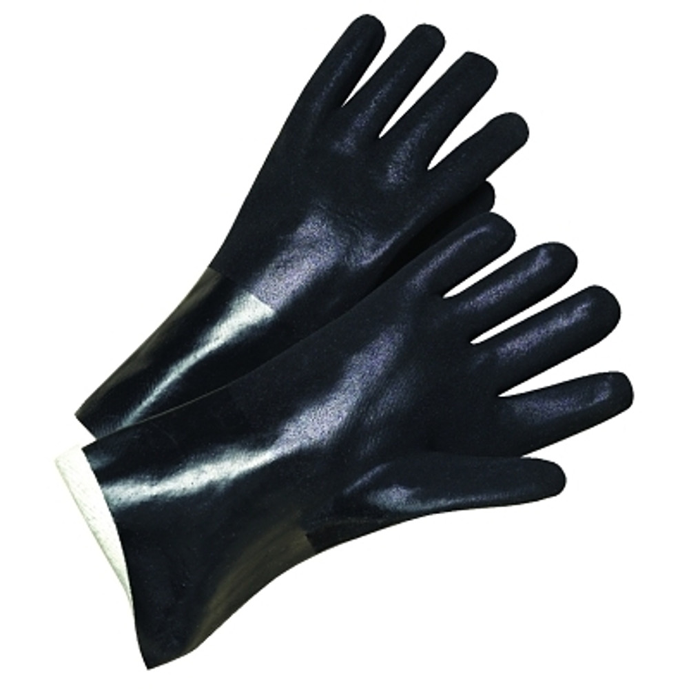 ORS Nasco Anchor Brand J1047RF PVC-Coated Jersey-Lined Glove, Sandpaper Grip, 14 in, Large, Black