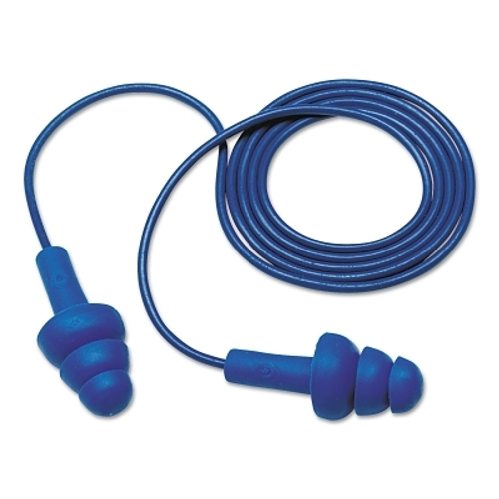 3M™ 7000002319 E-A-R™ Ultrafit® Earplugs, Elastomeric Polymer, Blue, Corded, Poly Bag