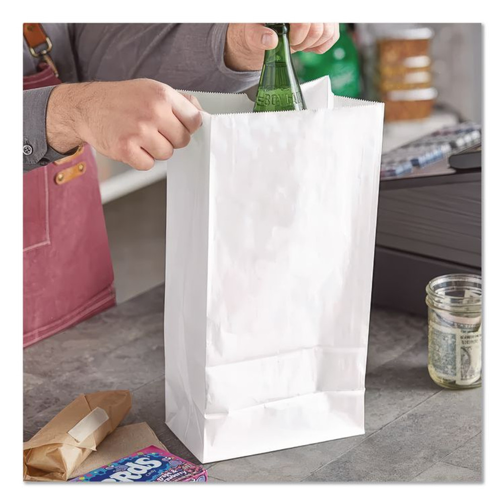 ROSS & WALLACE PAPER PRODUCTS, INC. GW20500 Grocery Paper Bags, 20# Size, 40# Basis Weight, 8.25" x 5.25" x 16.13", White, 500/Bundle