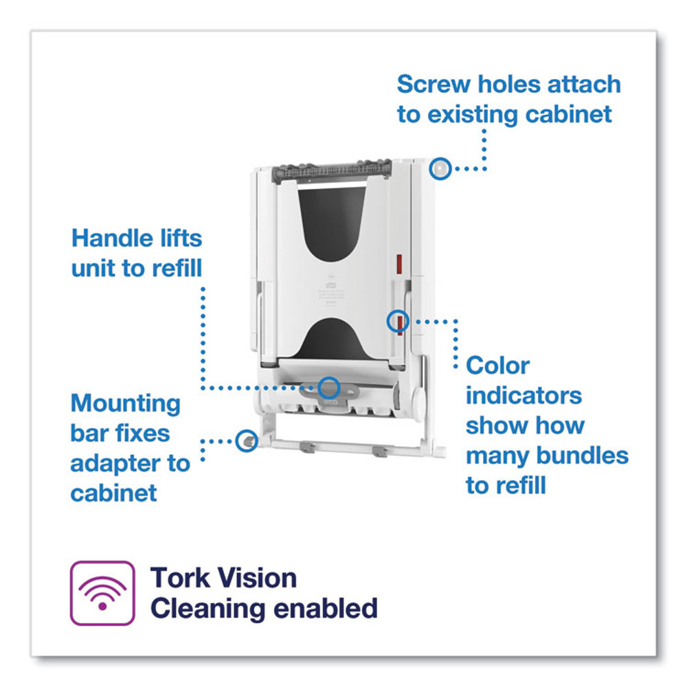 SCA TISSUE Tork® 552522 PeakServe Continuous Recessed Cabinet Hand Towel Adapter, 14.37 x 4.29 x 20.35, White