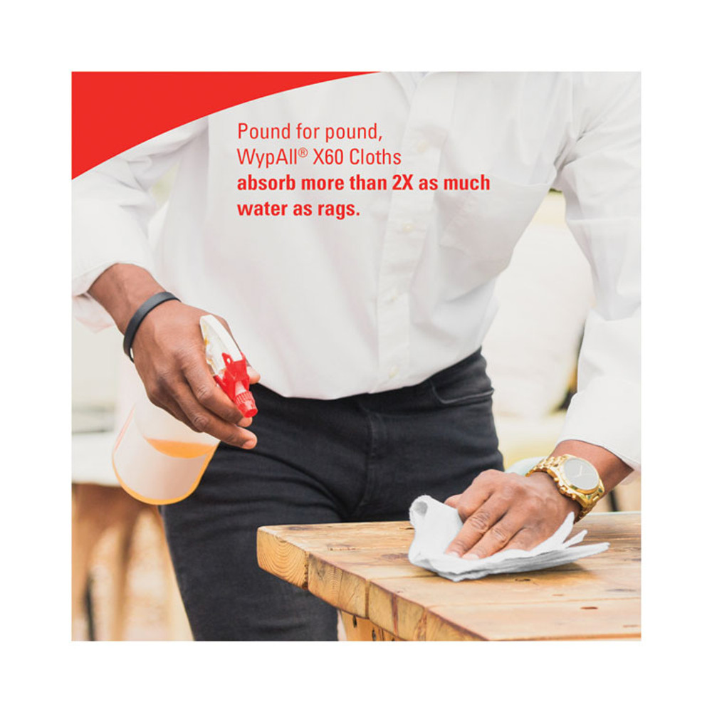 KIMBERLY-CLARK PROFESSIONAL WypAll® 34790CT General Clean X60 Cloths, POP-UP Box, 8.34 x 16.8, White, 118/Box, 10 Boxes/Carton