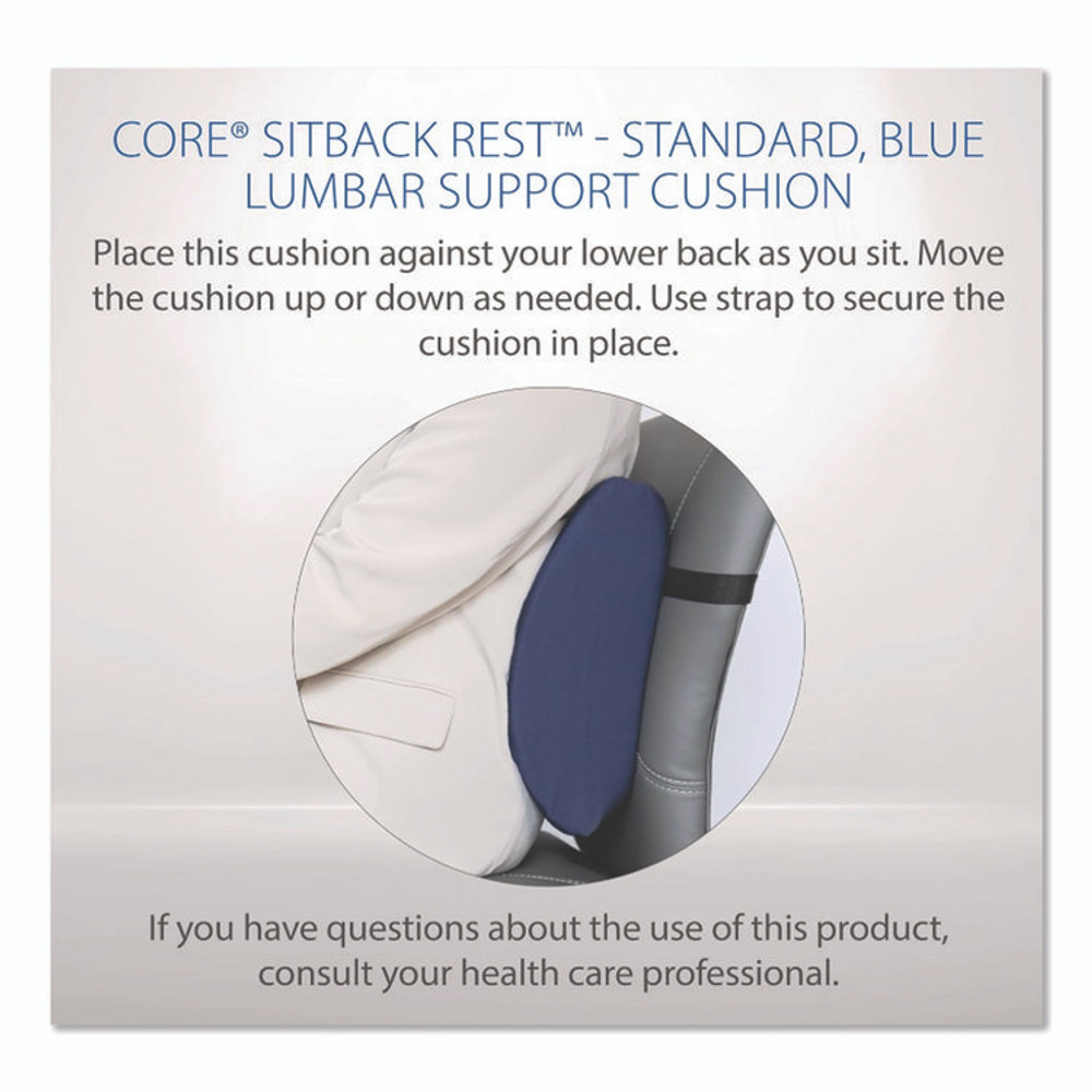 CORE PRODUCTS INTERNATIONAL, INC 400NAVY Sitback Standard Lumbar Back Support , 13 x 14, Blue