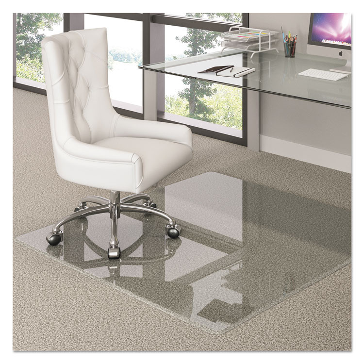 DEFLECTO CORPORATION CMG70434860 Premium Glass Chair Mat for Flat to Plush Pile Carpeted and Hard Floors, Rectangular, Polished Edges, 48" x 60", Clear