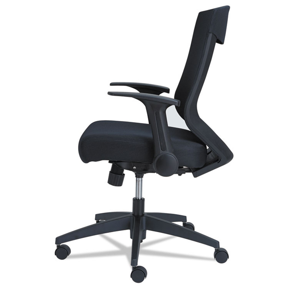 ALERA EBK4217 Alera EB-K Series Synchro Mid-Back Flip-Arm Mesh Chair, Supports Up to 275 lb, 18.5“ to 22.04" Seat Height, Black