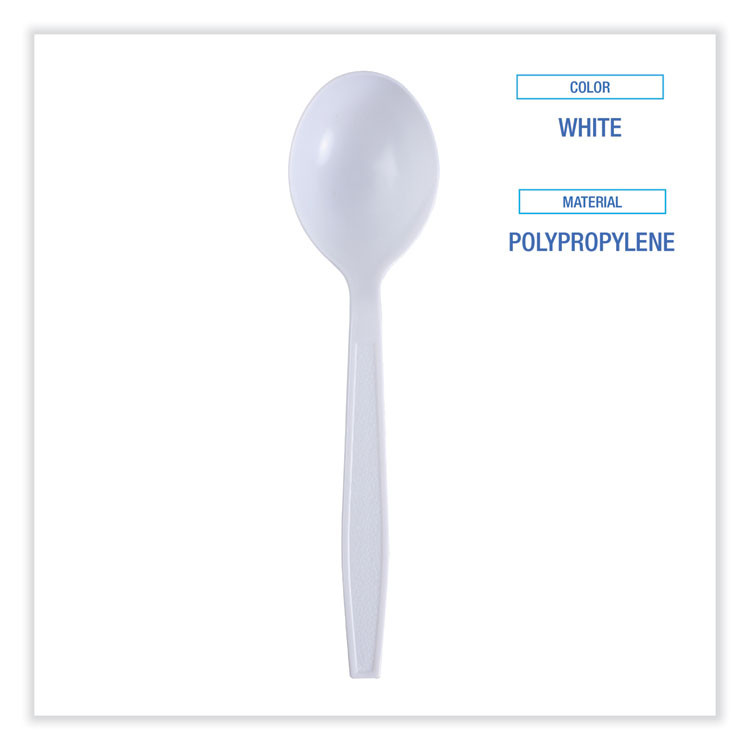 BOARDWALK SSHWPPWIW Heavyweight Wrapped Polypropylene Cutlery, Soup Spoon, Plastic, White, 1,000/Carton