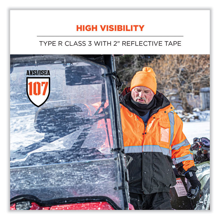 TENACIOUS HOLDINGS, INC. ergodyne® 25592 GloWear 8381 Class 3 Hi-Vis 4-in-1 Quilted Bomber Jacket, Lime, Small