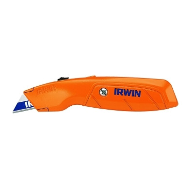 Stanley® Products Irwin® Hi-Vis Retractable Knife, 6-1/2 in Length, Bi Metal Blade, Cast Aluminum, Orange