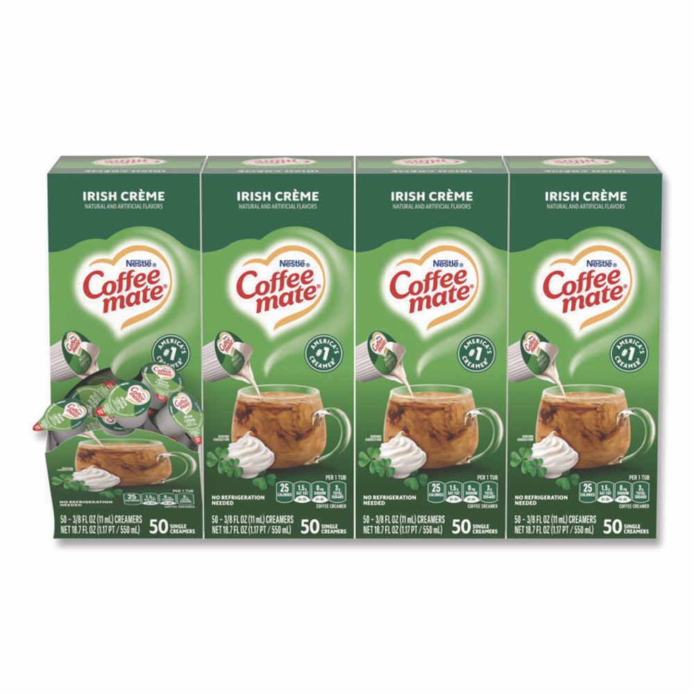 NESTLE Coffee mate® 35112CT Liquid Coffee Creamer, Irish Cream, 0.38 oz Mini Cups, 50/Box, 4 Boxes/Carton