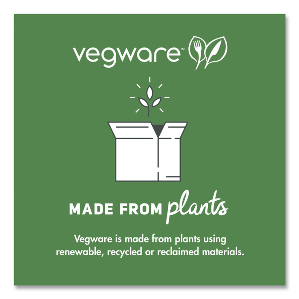 VEGWARE WHBRG8HW White Molded Fiber Clamshell Container, Compostable, 7.9 x 7.9 x 2.9, White, Sugarcane, 200/Carton