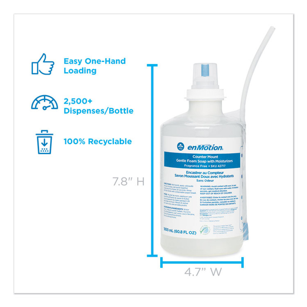 GEORGIA PACIFIC Professional 42717 GP enMotion Counter Mount Foam Soap Refill, Fragrance-Free, 1,800 mL, 2/Carton