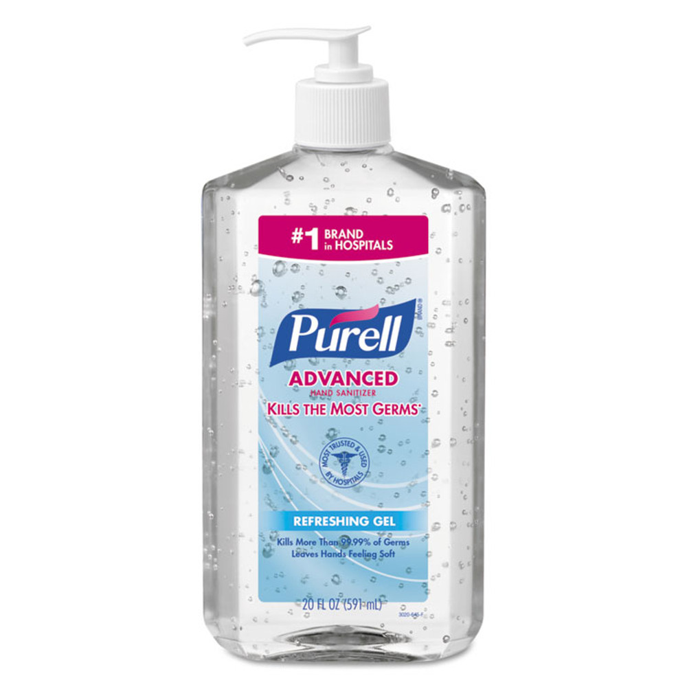 GO-JO INDUSTRIES PURELL® 3023-12 Advanced Hand Sanitizer Refreshing Gel, 20 oz Pump Bottle, Clean Scent, 12/Carton
