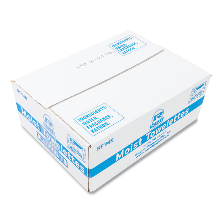 AMERCAREROYAL RF1MB Moist Towelettes, Individually Wrapped, 4 x 6, Lemon Scent, White, 1,000/Carton