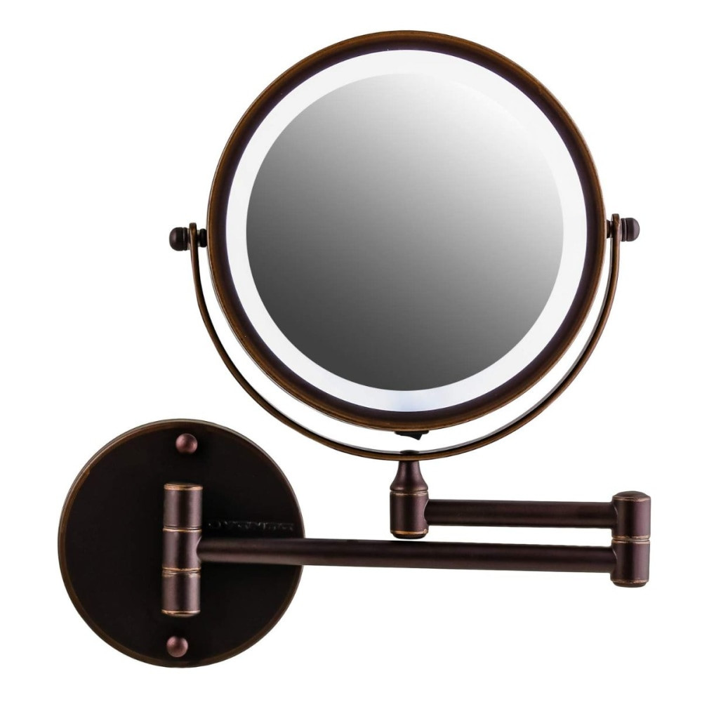 TOPNET, INC. Ovente MFW70ABZ1X10X  Wall-Mounted Double-Sided Vanity Makeup Mirror, 10X Magnification, Antique Bronze