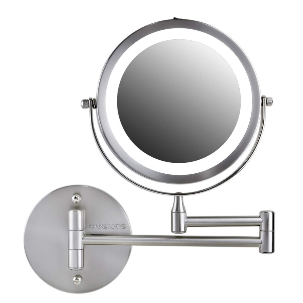 TOPNET, INC. Ovente MFW70BR1X7X  MFW70BR1X7X Wall-Mounted Double-Sided Vanity Makeup Mirror, 7X Magnification, Nickel