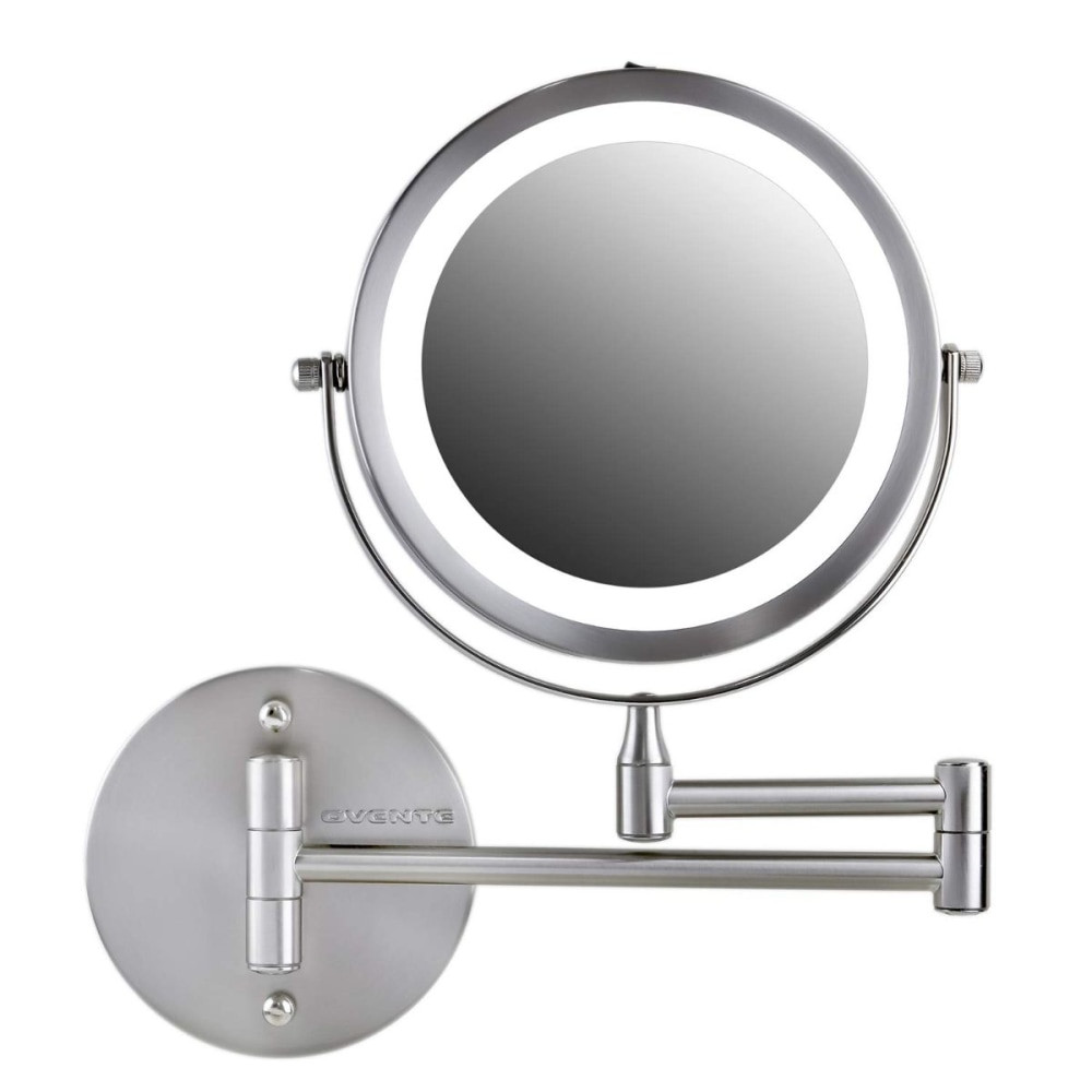 TOPNET, INC. MFW70BR1X7X Ovente MFW70BR1X7X Wall-Mounted Double-Sided Vanity Makeup Mirror, 7X Magnification, Nickel